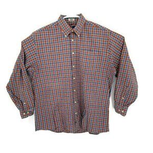 Burry Lane Button Front Blue/Brown Plaid L/S 100% Cotton Shirt Mens 16 x 34/35